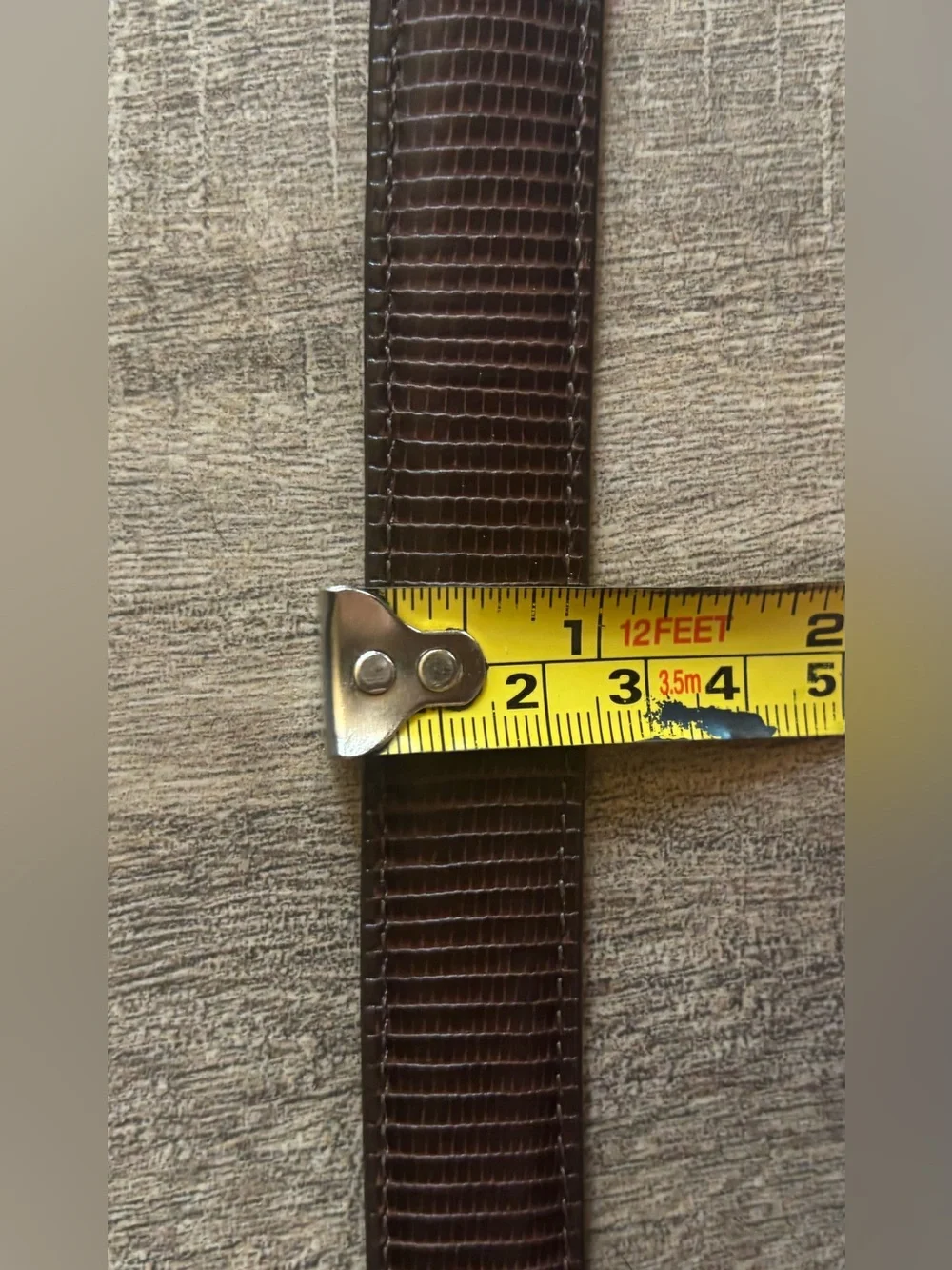 Brighton women’s size 34 brown reptile embossed texture and two-tone buckle belt